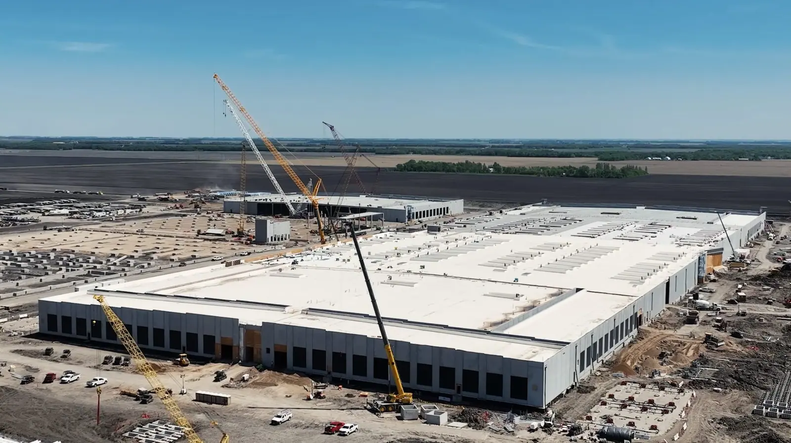Daytime aerial view of the Polaris Forge 2 AI campus site near Harwood, North Dakota